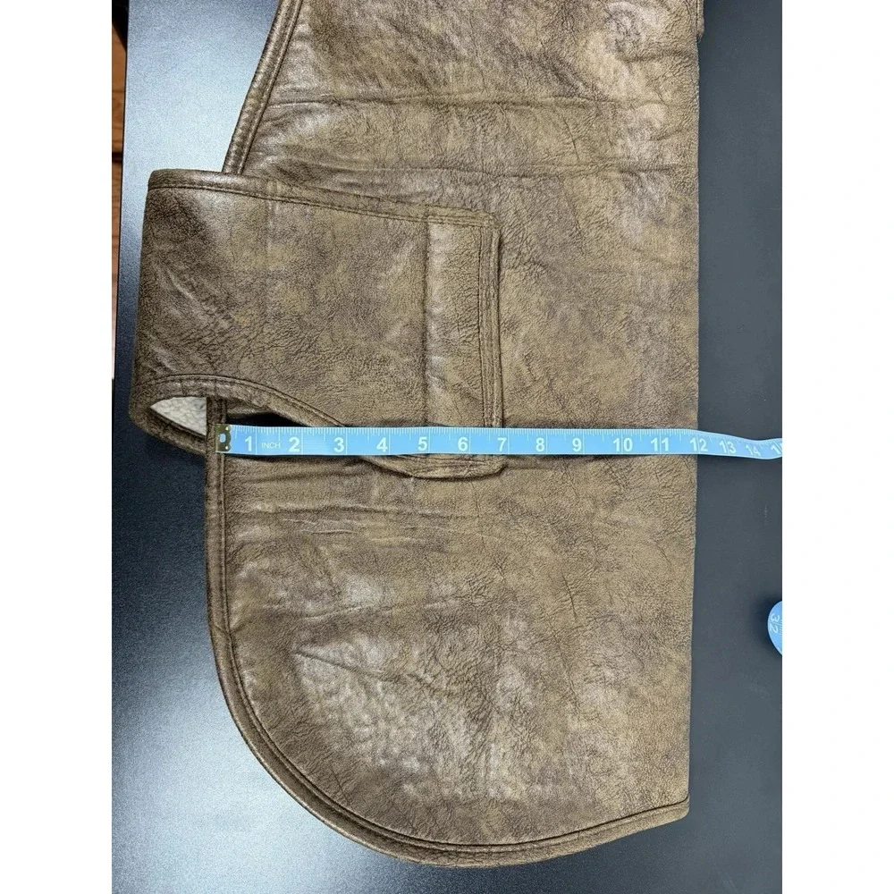 Orvis Faux Leather Dog Jacket Size L Brown Sherpa Lined Coat